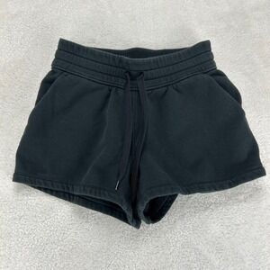 Public Rec Luxe Fleece 3" Shorts Womens 26 Black Pima Cotton Comfort Drawstring